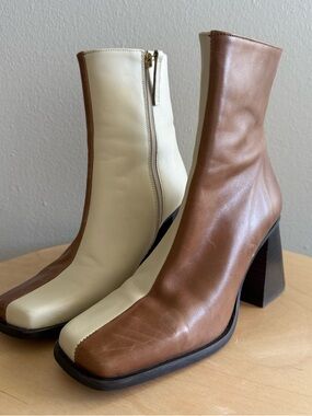 ALOHAS South Bicolor Boots Size 37 Block Heel